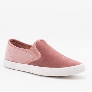 Velvet blush slip on sneakers